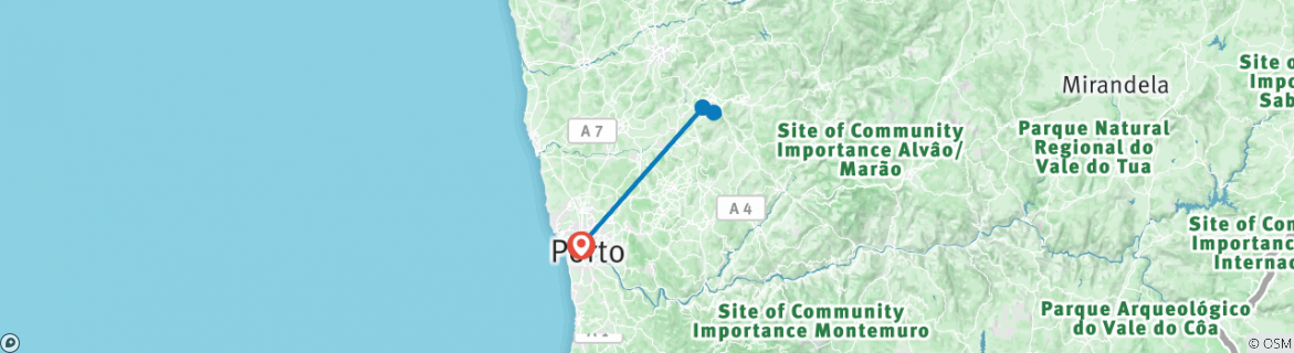 Karte mit der Reiseroute
