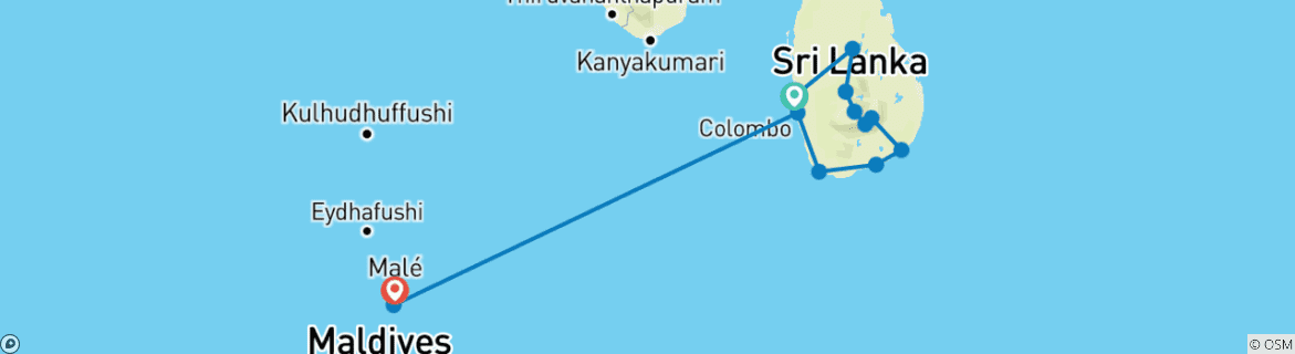 Image d'une carte montrant l'itinéraire du circuit