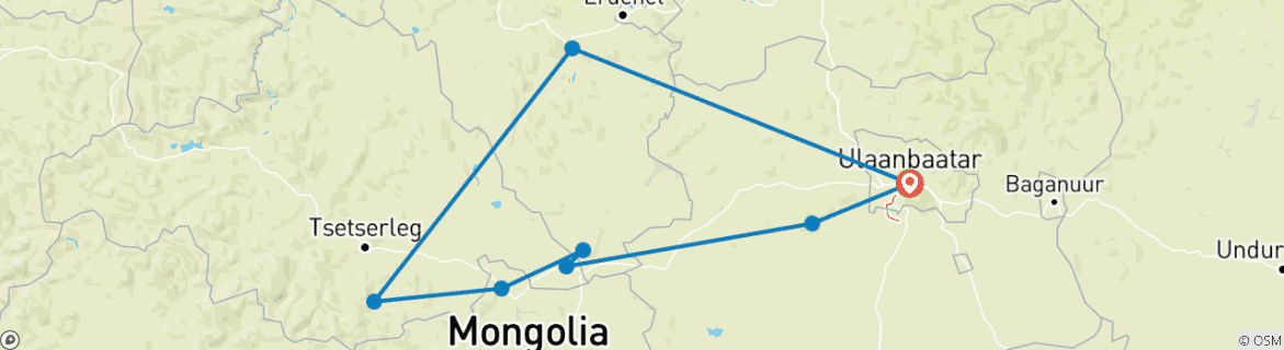 Carte du circuit Essence de la Mongolie - 7 jours