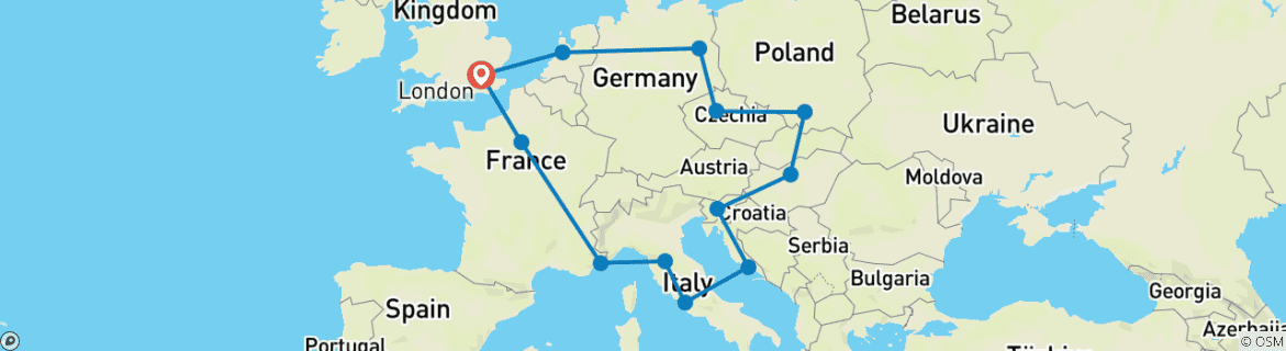 Image d'une carte montrant l'itinéraire du circuit