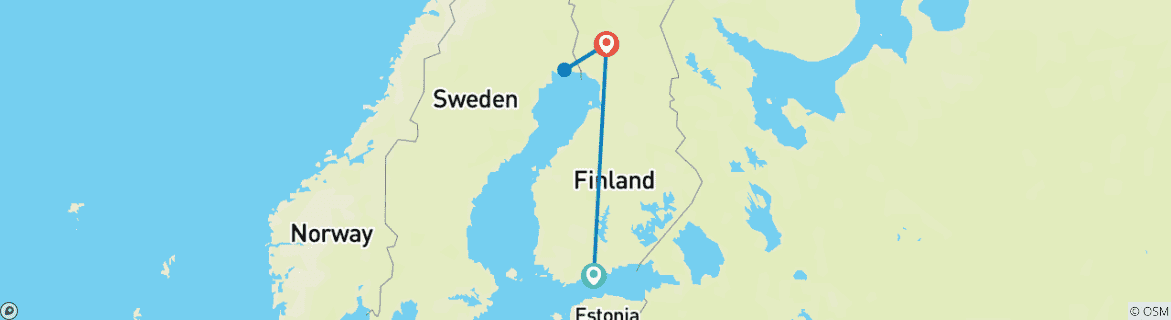 Carte du circuit Aventure hivernale en Laponie