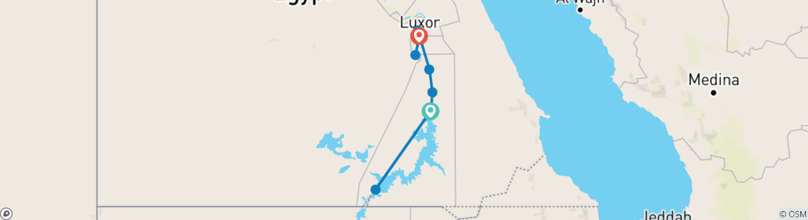 Karte mit der Reiseroute