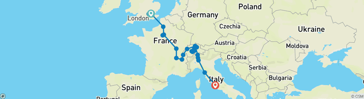 Image d'une carte montrant l'itinéraire du circuit