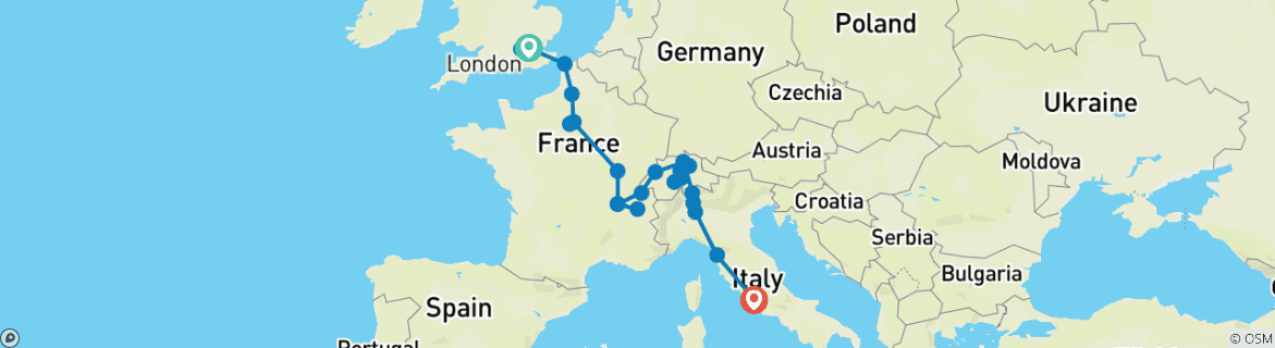 Image d'une carte montrant l'itinéraire du circuit