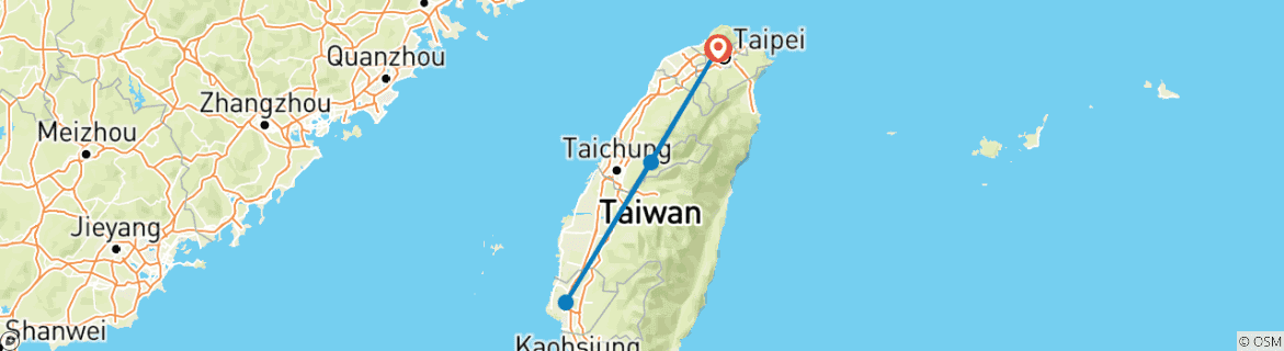 Image d'une carte montrant l'itinéraire du circuit
