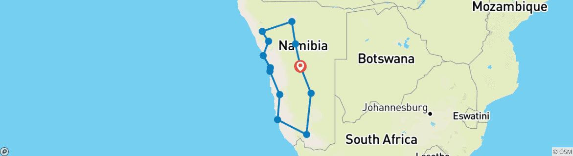 Image d'une carte montrant l'itinéraire du circuit