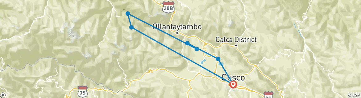 Image d'une carte montrant l'itinéraire du circuit