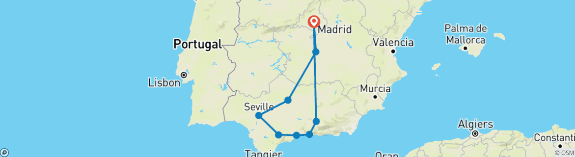 Image d'une carte montrant l'itinéraire du circuit