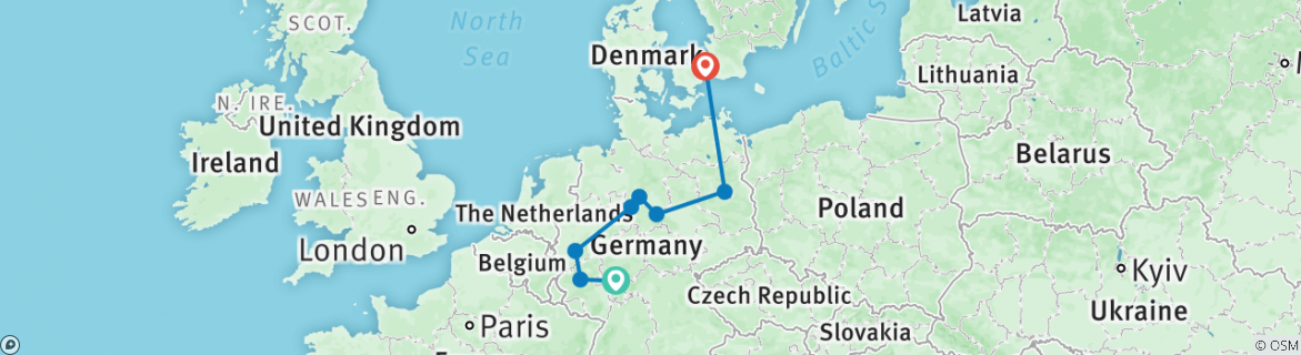 Karte mit der Reiseroute