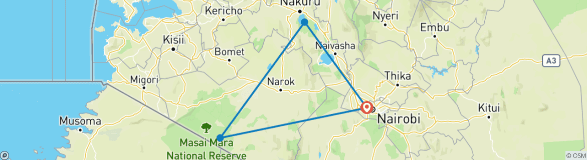 Karte mit der Reiseroute