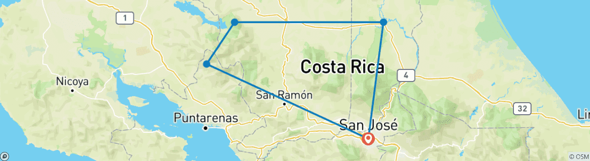 Image d'une carte montrant l'itinéraire du circuit