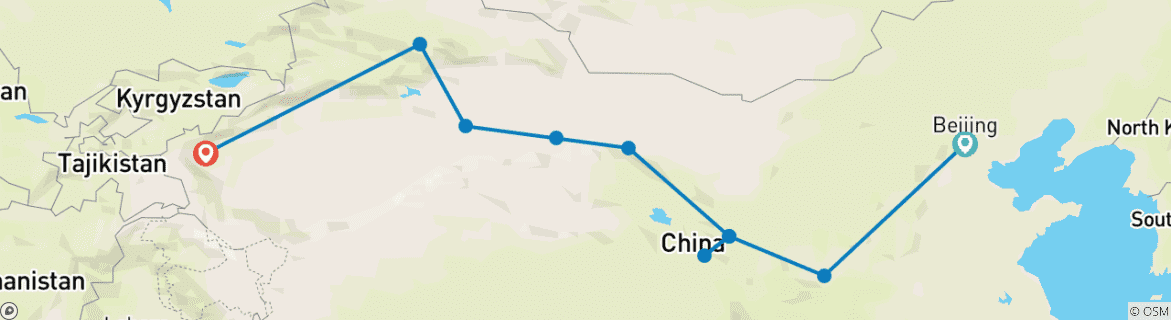 Image d'une carte montrant l'itinéraire du circuit