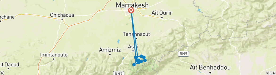 Image d'une carte montrant l'itinéraire du circuit