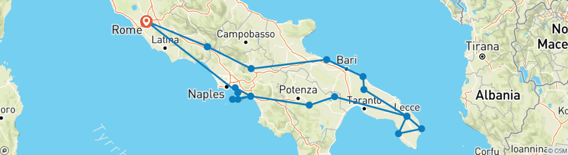 Karte mit der Reiseroute