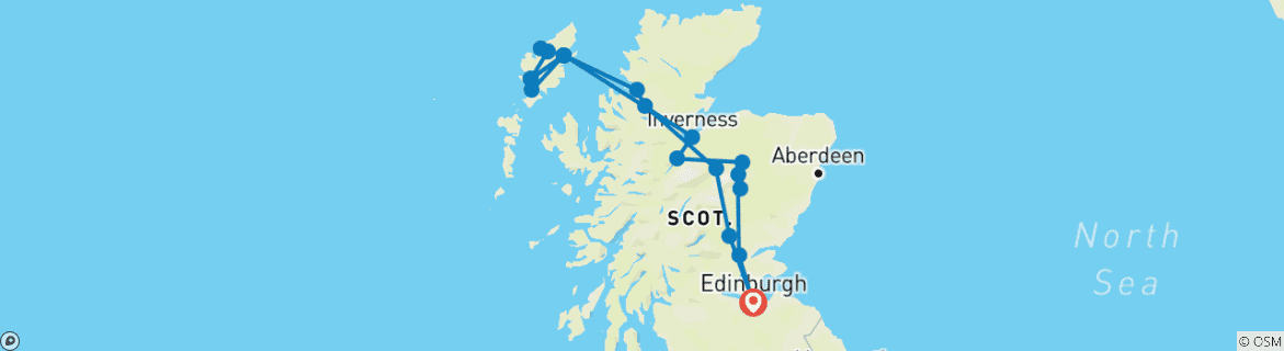 Image d'une carte montrant l'itinéraire du circuit