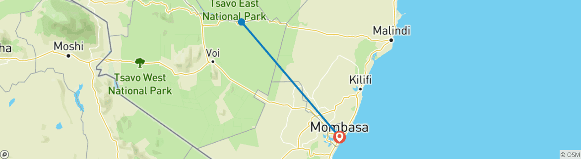 Karte mit der Reiseroute