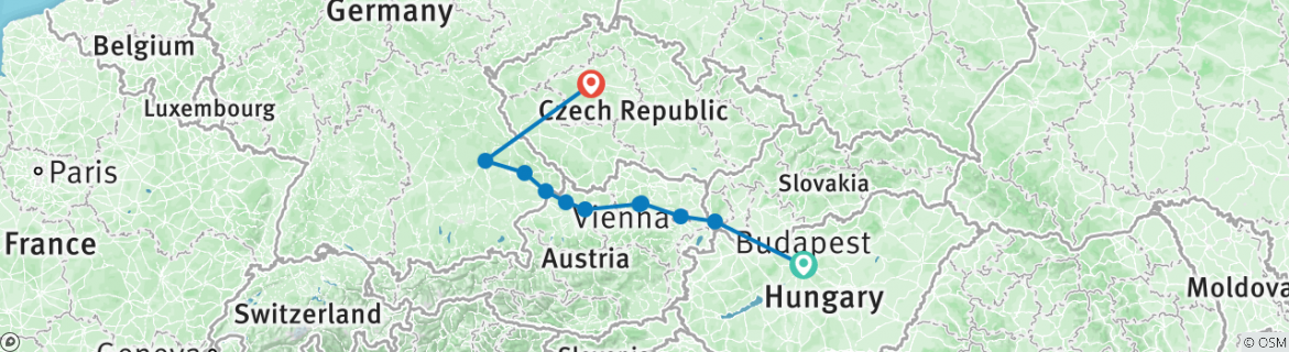Karte mit der Reiseroute
