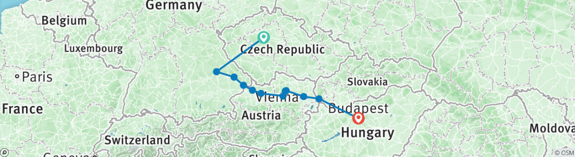 Karte mit der Reiseroute