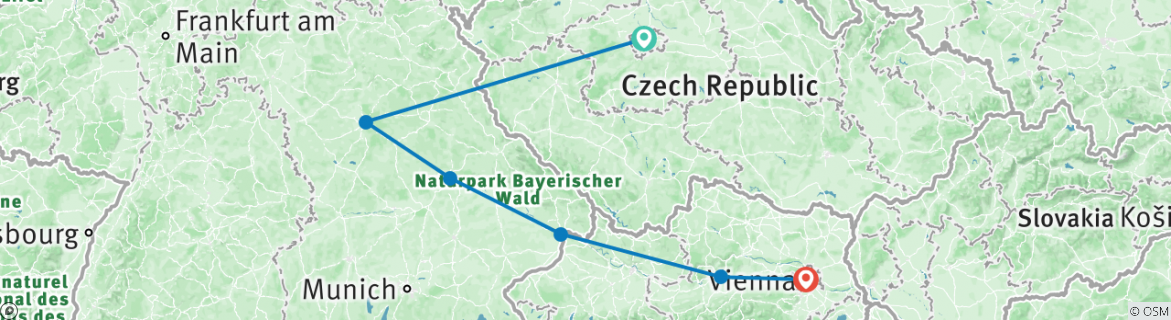 Karte mit der Reiseroute