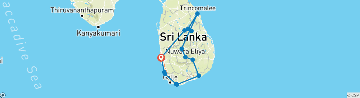 Karte mit der Reiseroute