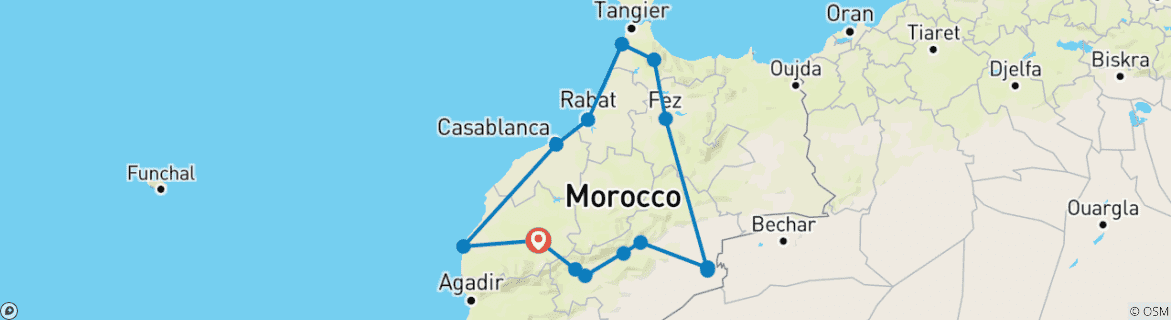 Karte mit der Reiseroute