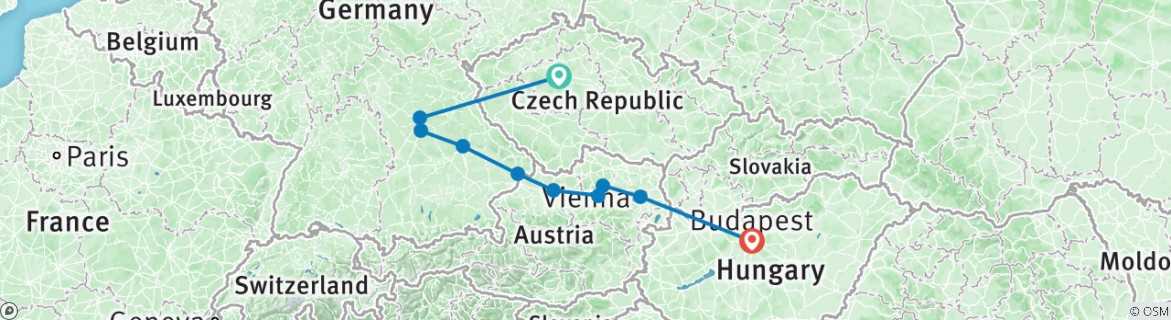 Karte mit der Reiseroute