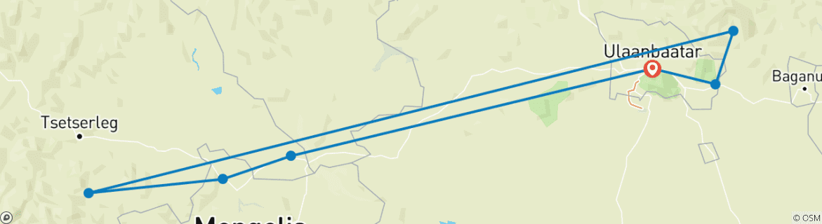 Image d'une carte montrant l'itinéraire du circuit