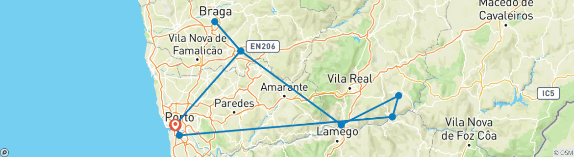 Image d'une carte montrant l'itinéraire du circuit