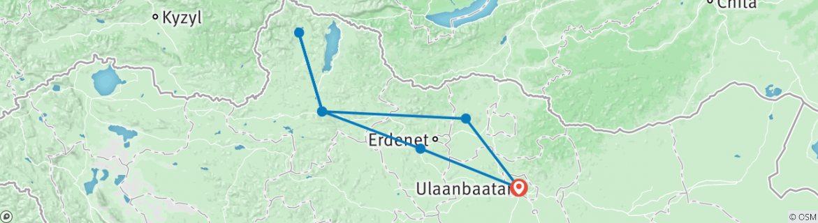 Karte mit der Reiseroute
