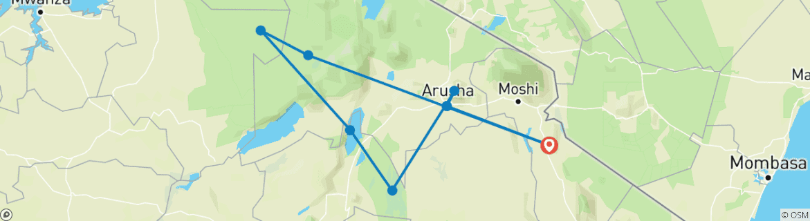 Image d'une carte montrant l'itinéraire du circuit