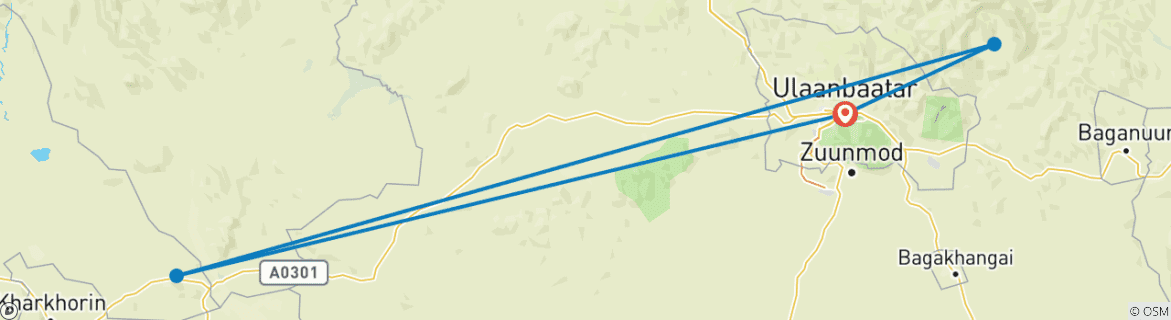 Image d'une carte montrant l'itinéraire du circuit