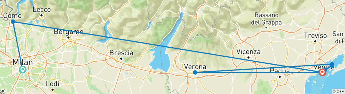 Image d'une carte montrant l'itinéraire du circuit
