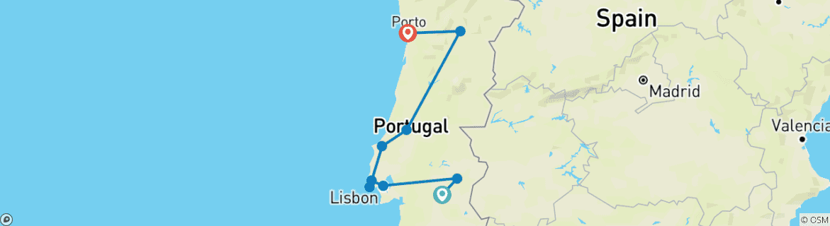 Image d'une carte montrant l'itinéraire du circuit