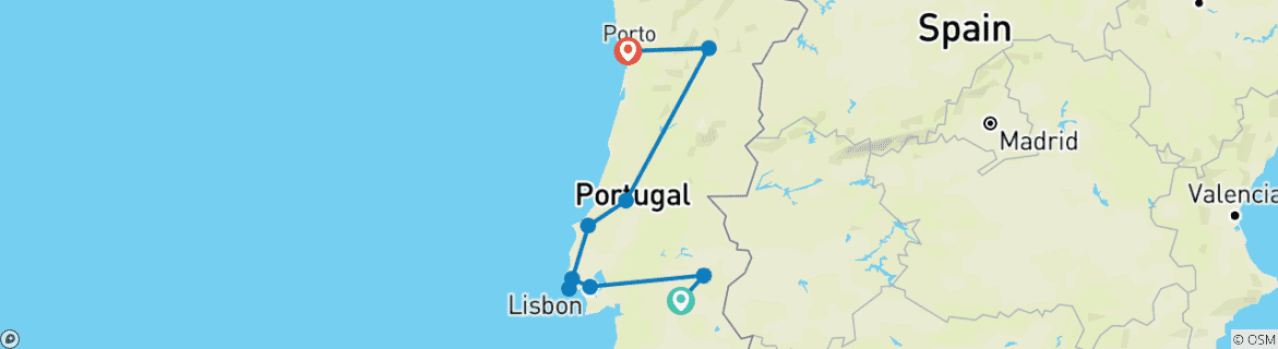 Image d'une carte montrant l'itinéraire du circuit