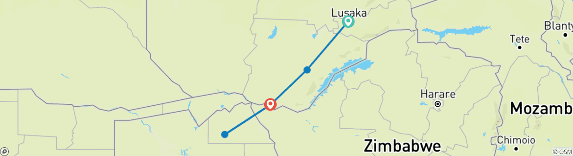 Karte mit der Reiseroute