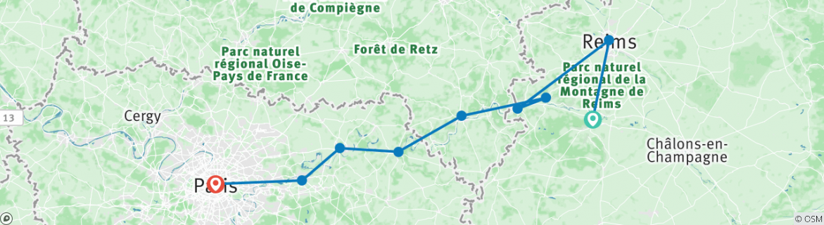 Image d'une carte montrant l'itinéraire du circuit