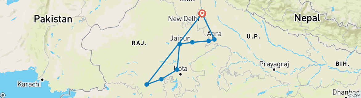 Karte mit der Reiseroute