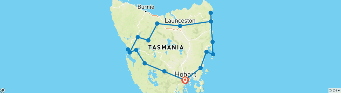 Image d'une carte montrant l'itinéraire du circuit
