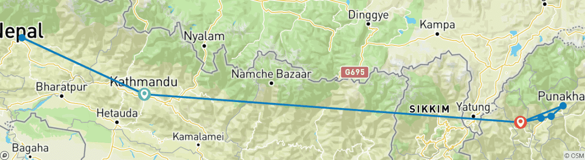 Image d'une carte montrant l'itinéraire du circuit