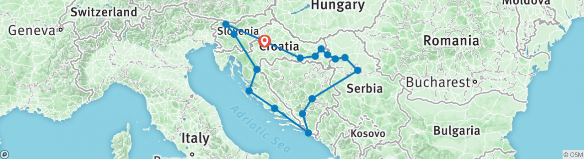 Karte mit der Reiseroute