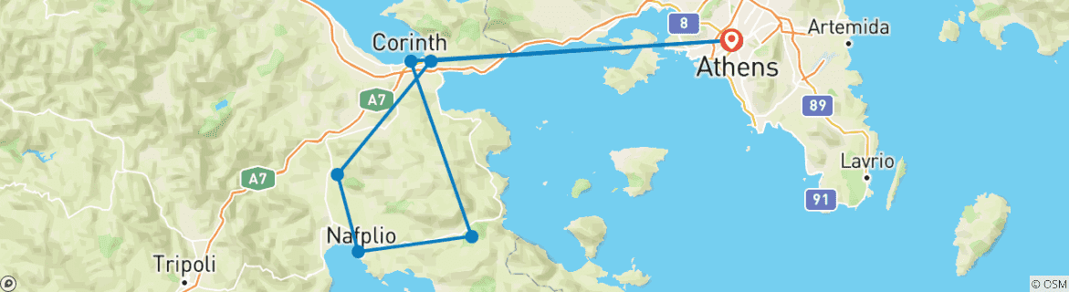 Image d'une carte montrant l'itinéraire du circuit