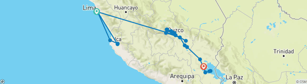 Image d'une carte montrant l'itinéraire du circuit