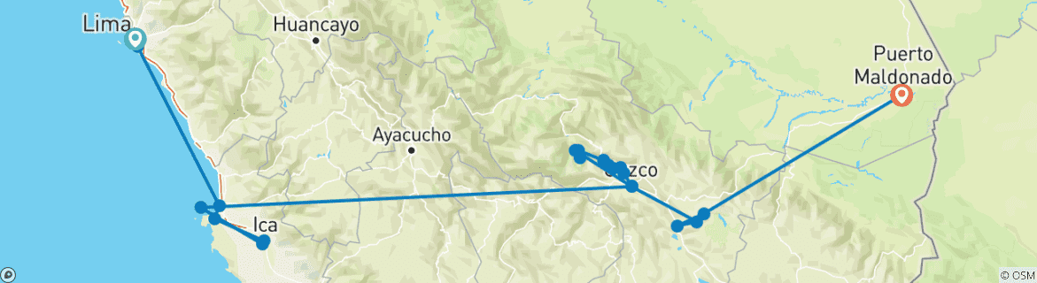 Image d'une carte montrant l'itinéraire du circuit