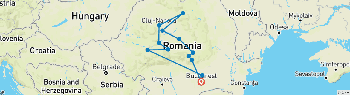 Karte mit der Reiseroute