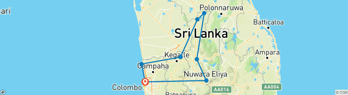 Image d'une carte montrant l'itinéraire du circuit