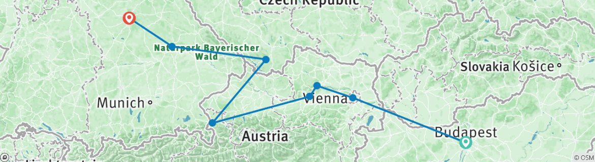 Karte mit der Reiseroute