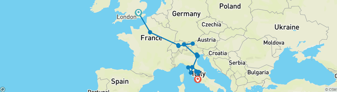 Image d'une carte montrant l'itinéraire du circuit