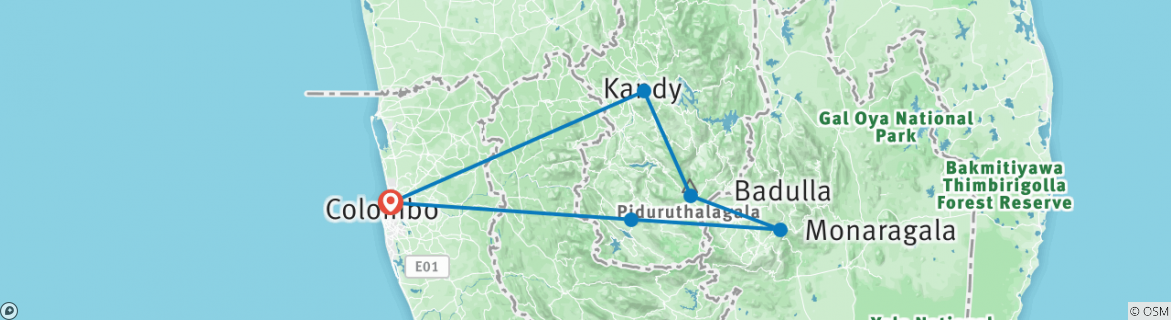 Karte mit der Reiseroute