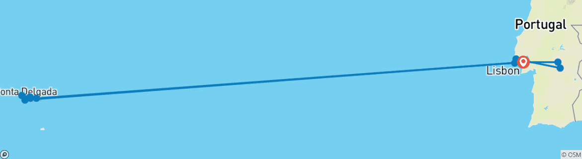 Karte mit der Reiseroute