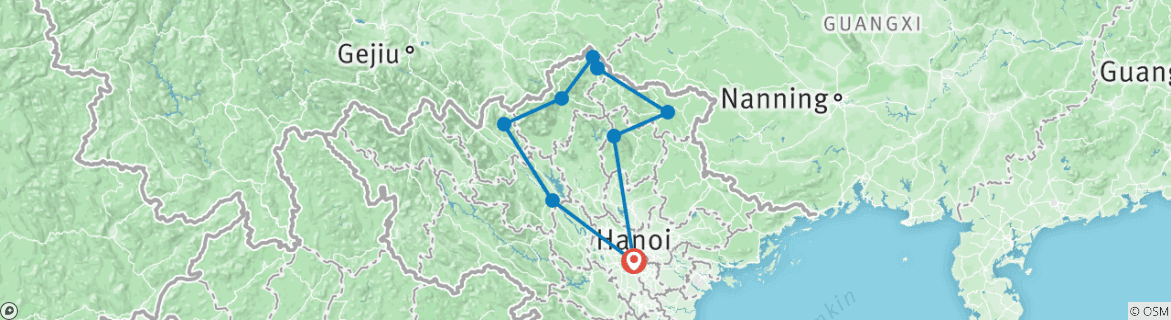 Karte mit der Reiseroute
